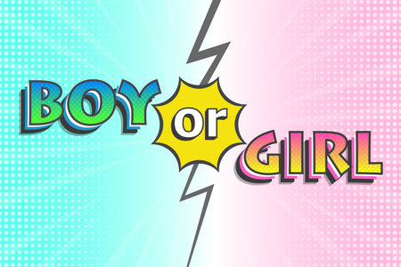 Boy or girl reveal gender party. Vector design.のイラスト素材