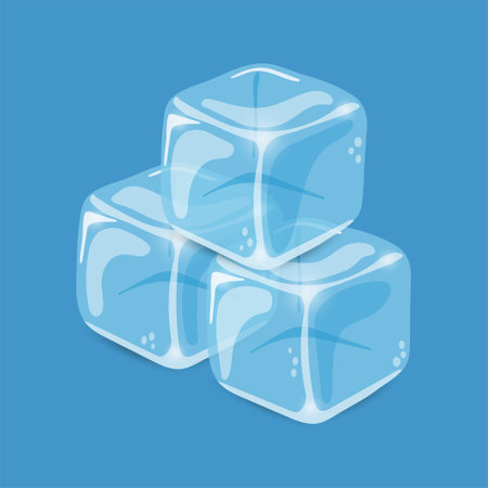 Ice cubes 3d stack. Vector design.のイラスト素材