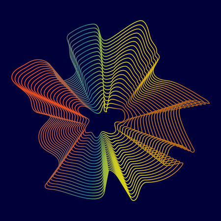 Abstract science shape of a colorful gradient on blue background. Vector design.のイラスト素材