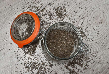 Chia seeds in a jar.の写真素材