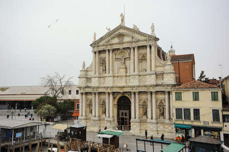VENICE, ITALY - SEPTEMBER 15, 2015: View to catholic church Santa Maria di Nazareth in Venice. Tourists are walking on the street.のeditorial素材