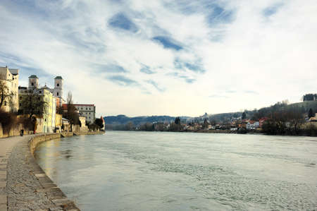 WUSTERHAUSEN, GERMANY - November 05, 2015: View to the river Dosse and part of the city on the shore of Wusterhausenのeditorial素材