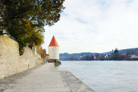 WUSTERHAUSEN, GERMANY - November 05, 2015: View to the river Dosse and part of the city on the shore of Wusterhausenのeditorial素材