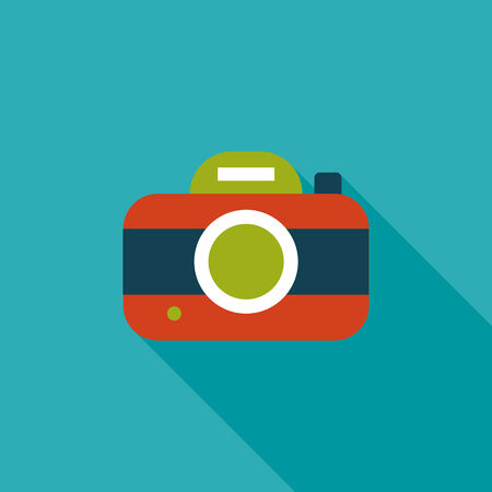 camera flat icon with long shadowのイラスト素材