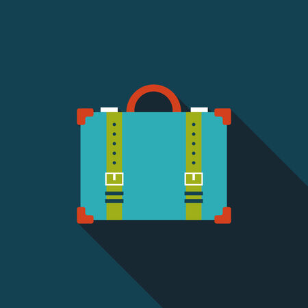 vintage travel suitcases, flat icon with long shadowのイラスト素材