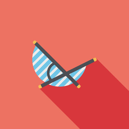 Lounger Beach Sunbed Chair flat icon with long shadowのイラスト素材