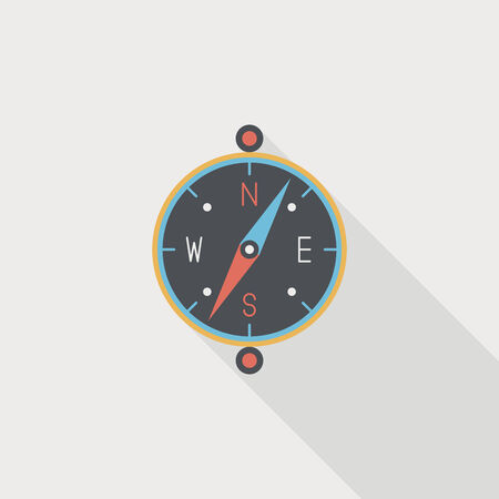 compass flat icon with long shadowのイラスト素材