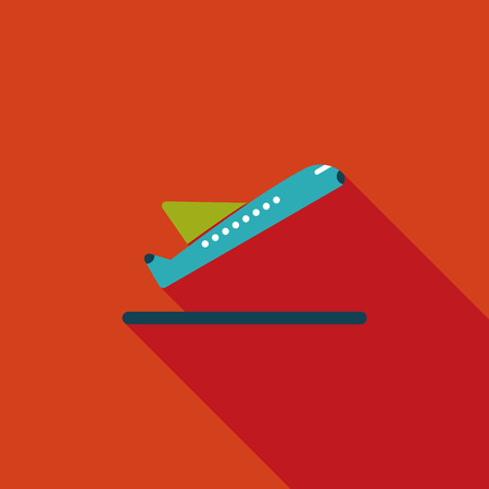 airplane flat icon with long shadowのイラスト素材