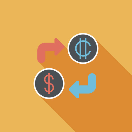 Currency exchange flat icon with long shadowのイラスト素材