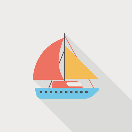 Sailboat flat icon with long shadowのイラスト素材
