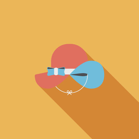 Women hat flat icon with long shadowのイラスト素材
