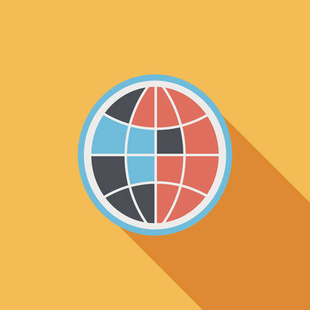 globe icon, flat icon with long shadowのイラスト素材