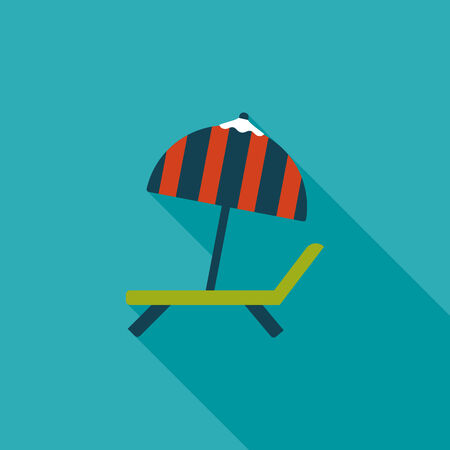Lounger Beach Sunbed Chair flat icon with long shadowのイラスト素材
