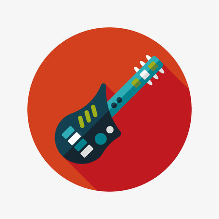 guitar flat icon with long shadowのイラスト素材