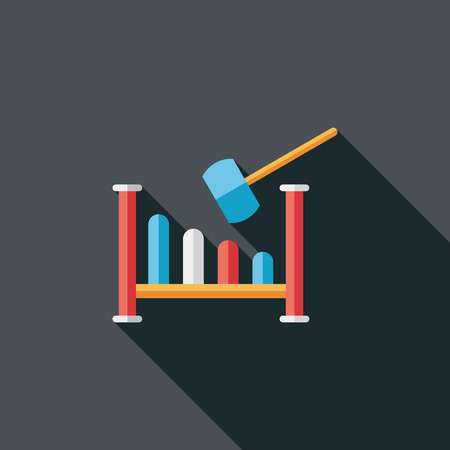 toy hammer workshop flat icon with long shadowのイラスト素材