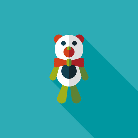 teddy bear flat icon with long shadowのイラスト素材