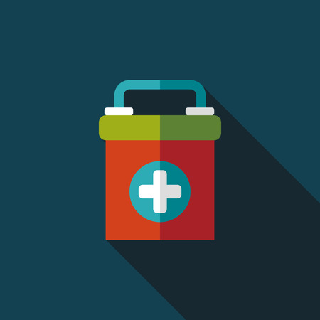 first aid kit flat icon with long shadowのイラスト素材