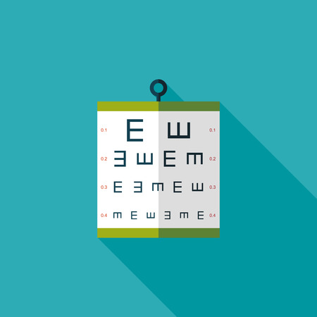 eye test chart flat icon with long shadowのイラスト素材