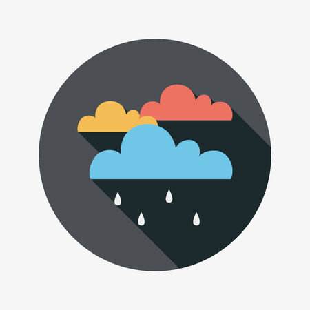 rain flat icon with long shadowのイラスト素材