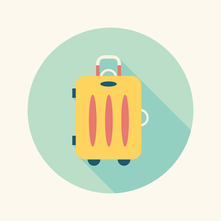 vintage travel suitcases, flat icon with long shadowのイラスト素材