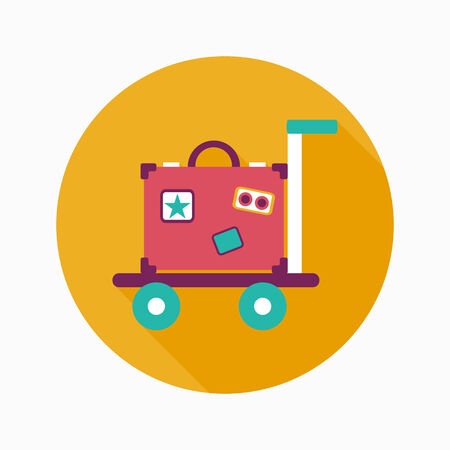 vintage travel suitcases, flat icon with long shadowのイラスト素材