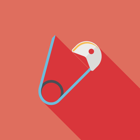 Safety pin flat icon with long shadowのイラスト素材