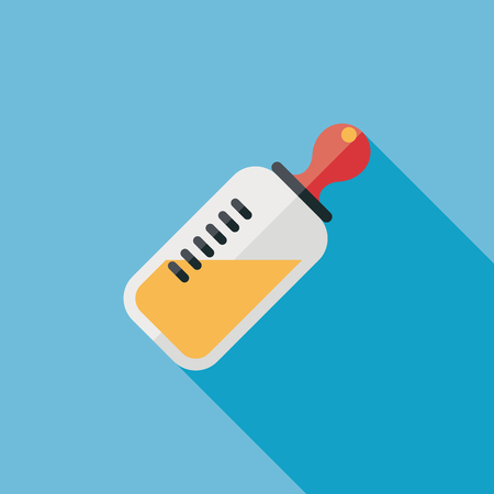 Baby bottle flat icon with long shadowのイラスト素材