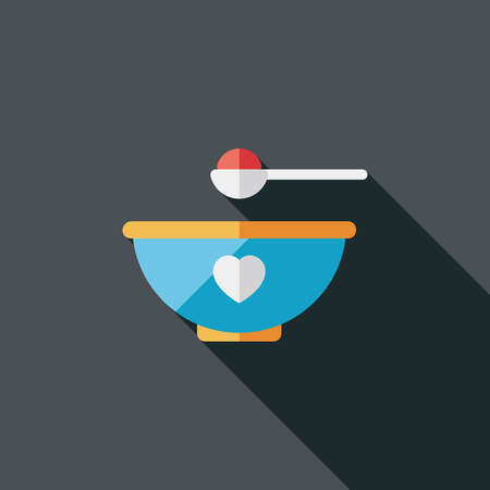 baby food bowl flat icon with long shadowのイラスト素材