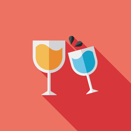 Martini glass cheers flat icon with long shadowのイラスト素材