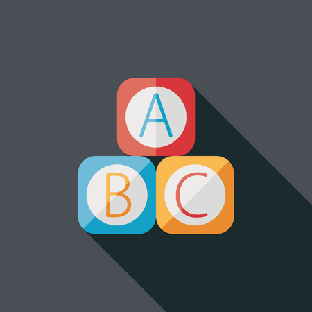 ABC blocks flat icon with long shadowのイラスト素材