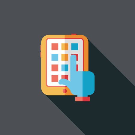 hand touching screen flat icon with long shadowのイラスト素材