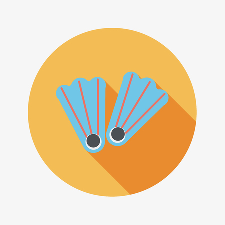 flippers for diving flat icon with long shadowのイラスト素材