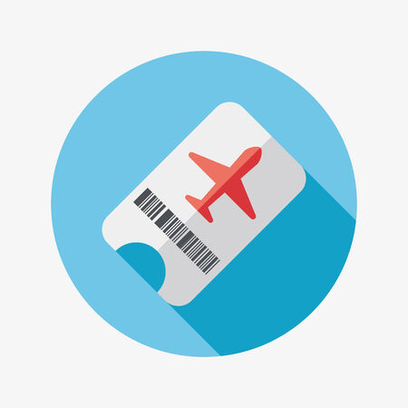 Air ticket flat icon with long shadowのイラスト素材