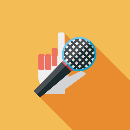 Microphone flat icon with long shadowのイラスト素材