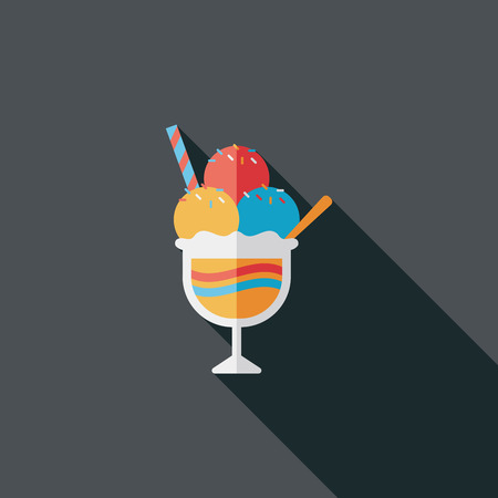 ice cream flat icon with long shadowのイラスト素材