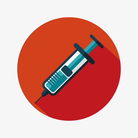 syringe flat icon with long shadowのイラスト素材