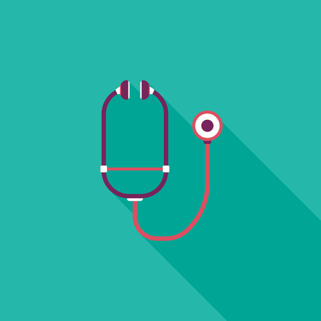 stethoscope flat icon with long shadowのイラスト素材