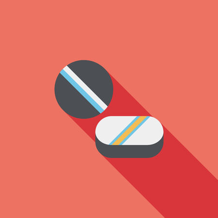 Pills flat icon with long shadowのイラスト素材