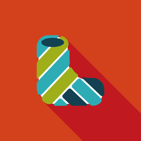 broken leg plaster flat icon with long shadowのイラスト素材