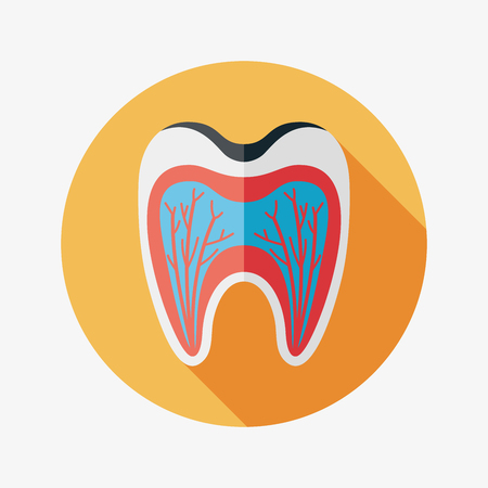 Tooth Flat style Icon with long shadowsのイラスト素材