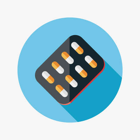 Pills flat icon with long shadowのイラスト素材