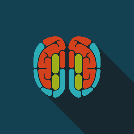 brain flat icon with long shadowのイラスト素材