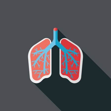 Lungs flat icon with long shadowのイラスト素材