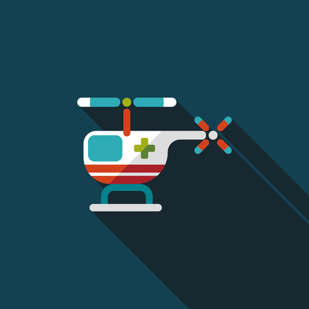 Medical helicopter flat icon with long shadowのイラスト素材