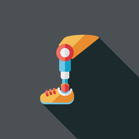 prosthetic leg flat icon with long shadowのイラスト素材