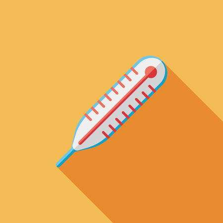 thermometer flat icon with long shadowのイラスト素材