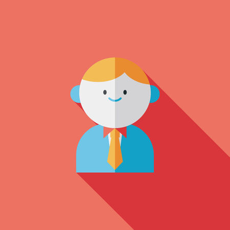 businessman flat icon with long shadowのイラスト素材