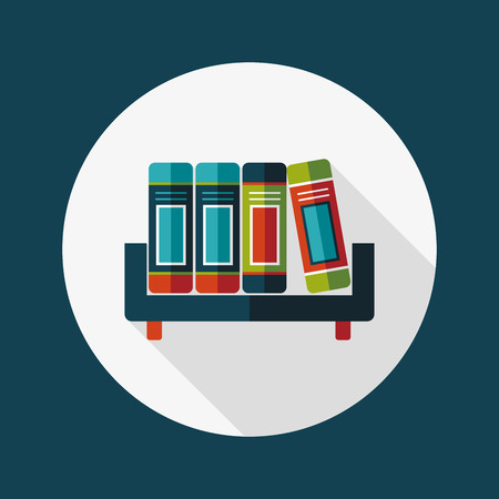 bookshelf flat icon with long shadowのイラスト素材