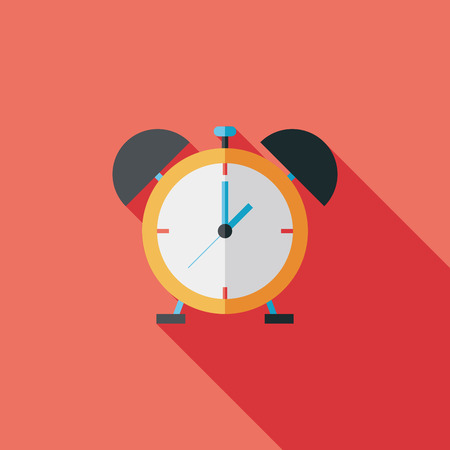 alarm clock flat icon with long shadowのイラスト素材
