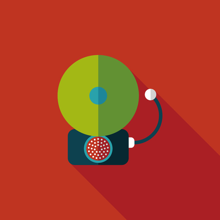 Alarm bell flat icon with long shadowのイラスト素材